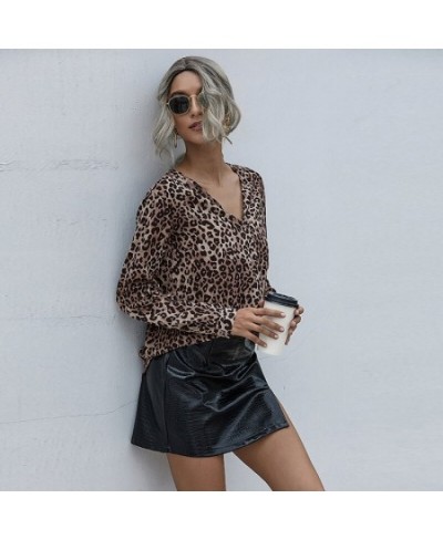 2023 Casual Loose Women Long Sleeve Leopard Blouse V neck Shirt OL Party Top Dames Streetwear blusas femininas elegante S-2XL...