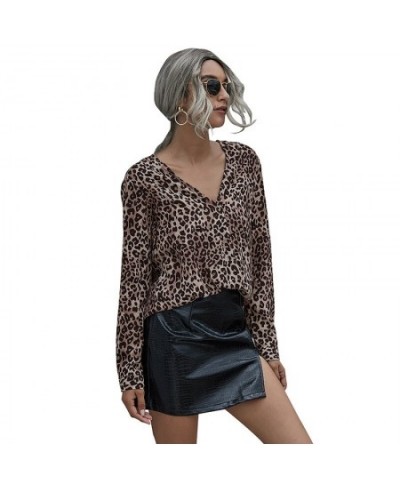 2023 Casual Loose Women Long Sleeve Leopard Blouse V neck Shirt OL Party Top Dames Streetwear blusas femininas elegante S-2XL...