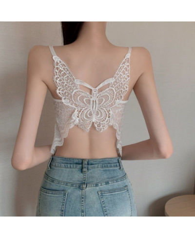 Lace Tank Tops Butterfly Back For Women Sexy Fox Gathered Bralette Camisole Breathable Fashion Spaghetti Strap Hollowed $19.8...