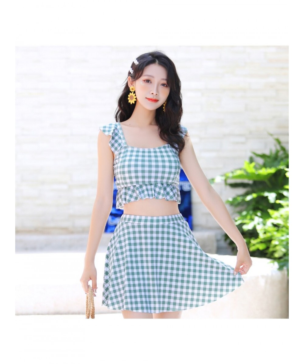 Swimsuit female fairy Fan student looks thin and covers her belly conservative two-piece set split cute girl sweet little $33...