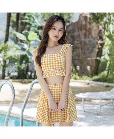 Swimsuit female fairy Fan student looks thin and covers her belly conservative two-piece set split cute girl sweet little $33...