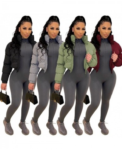 Zip Up Turtleneck Cropped Puffer Jacket Solid Color Wholesale Winter Clothes Women Bubble Coat Outwear D48-EC44 $46.05 - Jack...