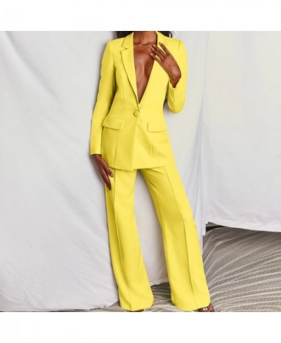 Women's Office Suit Fashion Blazer Pantsuit Simple Solid Color Suit V-Collar Long Sleeve+Trousers 2 Piece Set Blazer $57.85 -...