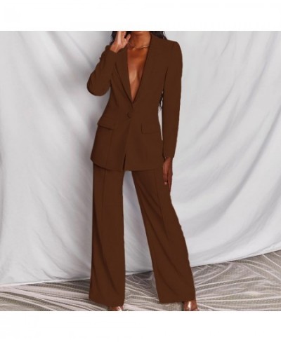 Women's Office Suit Fashion Blazer Pantsuit Simple Solid Color Suit V-Collar Long Sleeve+Trousers 2 Piece Set Blazer $57.85 -...