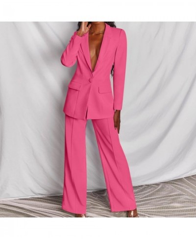 Women's Office Suit Fashion Blazer Pantsuit Simple Solid Color Suit V-Collar Long Sleeve+Trousers 2 Piece Set Blazer $57.85 -...