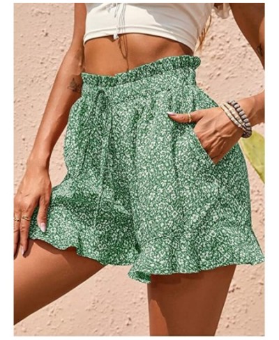 Spring and Summer New Women's High Waist Elastic Waist Ruffle Print Simple Comfortable Casual Fashion Ladies Shorts Pockets $...