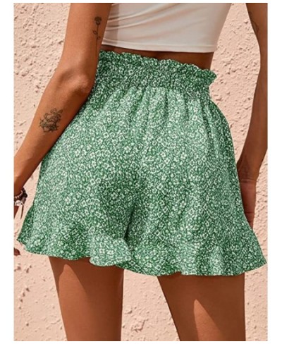 Spring and Summer New Women's High Waist Elastic Waist Ruffle Print Simple Comfortable Casual Fashion Ladies Shorts Pockets $...