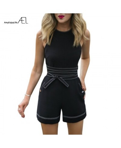 Black Sexy Elegant Slim Casual Jumpsuits 2023 Summer Women Fit Vest Conjoined Pants Ladies Short Clothing $74.40 - Rompers