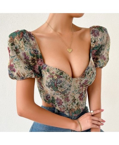 French Vintage Corset Tops To Wear Out Sexy Floral Corsets Bustier Crop Top Tank Lace Up Women Flower Camisole Shaper $32.98 ...