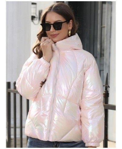 Women's Winter Jacket 2022 New Fashion Glossy Cotton Zipper High Neck Warm Bread Jacket Jacket Women's Winter Jacket $57.28 -...