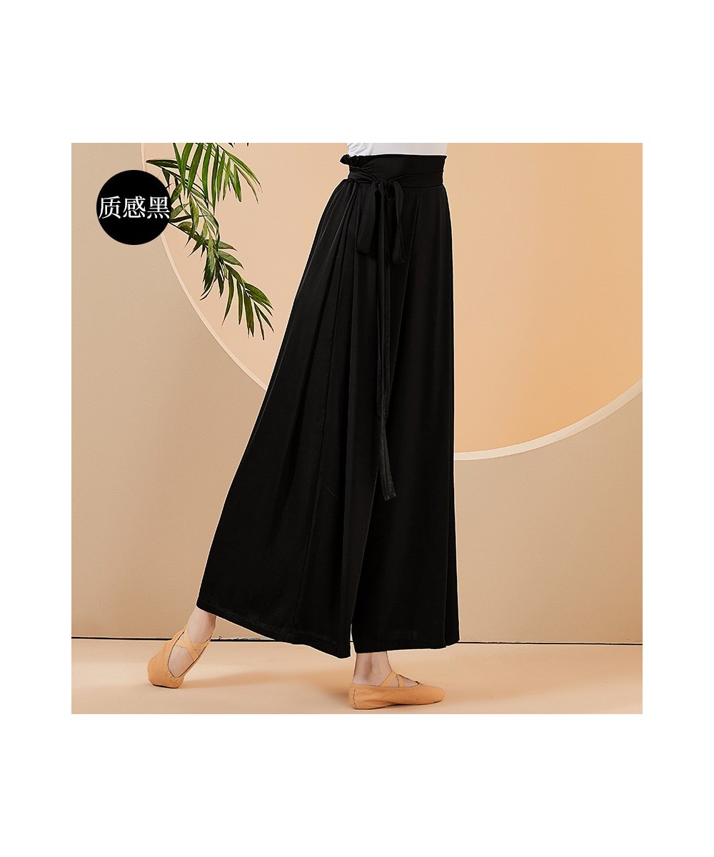 Chinese Skirt Pant Practice Dancing Clothes for Women Chiffon Wide Leg Culotte Flowy Belt Modern Folk National Dancer Costume...