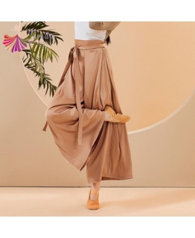 Chinese Skirt Pant Practice Dancing Clothes for Women Chiffon Wide Leg Culotte Flowy Belt Modern Folk National Dancer Costume...