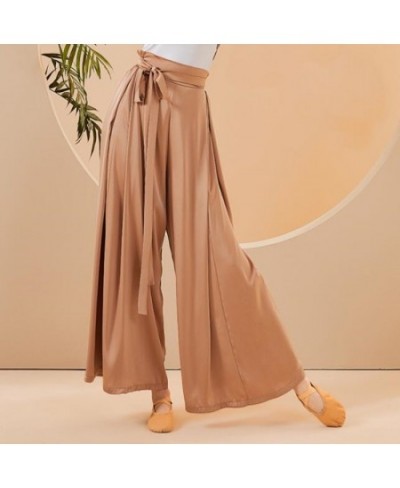 Chinese Skirt Pant Practice Dancing Clothes for Women Chiffon Wide Leg Culotte Flowy Belt Modern Folk National Dancer Costume...