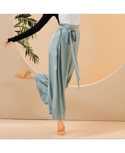 Chinese Skirt Pant Practice Dancing Clothes for Women Chiffon Wide Leg Culotte Flowy Belt Modern Folk National Dancer Costume...