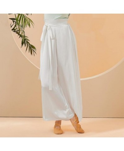 Chinese Skirt Pant Practice Dancing Clothes for Women Chiffon Wide Leg Culotte Flowy Belt Modern Folk National Dancer Costume...