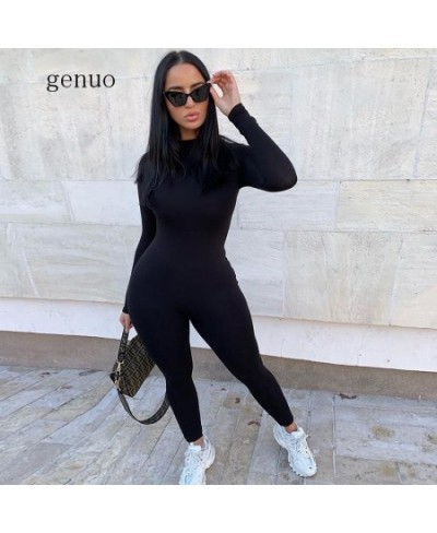 2023 Fashion Winter Rompers Womens Jumpsuit O-Neck Long Sleeve Skinny Solid Black White Basic Sexy Jumpsuit Tracksuit Sweatsu...