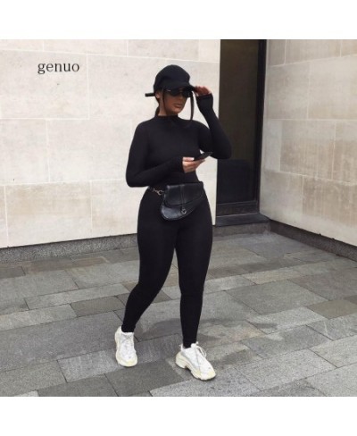 2023 Fashion Winter Rompers Womens Jumpsuit O-Neck Long Sleeve Skinny Solid Black White Basic Sexy Jumpsuit Tracksuit Sweatsu...