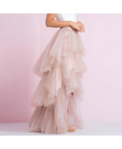 Tiered Tulle Hi low Skirts Chic Ruffles Layered Floor Length Skirt Women Zipper Style Puffy Tulle Long Formal Skirt $93.47 - ...