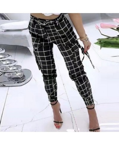 Cargo Pants Women Goth Tight Trend High Waist Pencil Plaid Harajuku Checked Trousers Casual Streetwear Sweatpants Capri $46.6...