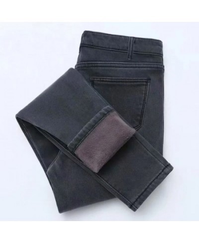 2023 Autumn Winter Plus Velvet Warm Skinny Denim Jeans Women Fashion High Waist Skinny Pencil Pants Simple Basic Trousers Pan...