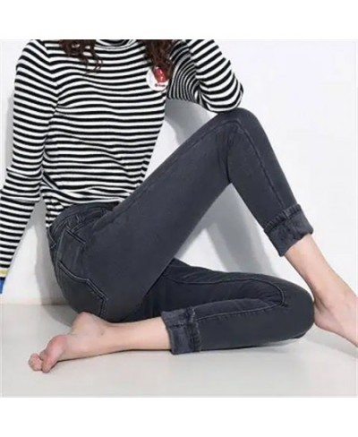 2023 Autumn Winter Plus Velvet Warm Skinny Denim Jeans Women Fashion High Waist Skinny Pencil Pants Simple Basic Trousers Pan...