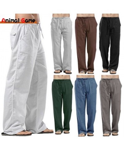 Linen Wide Men Pants Korean Trousers Oversize Linens Streetwear Male Spring Summer Yoga Pants Casual Men Clothing Sweatpants ...