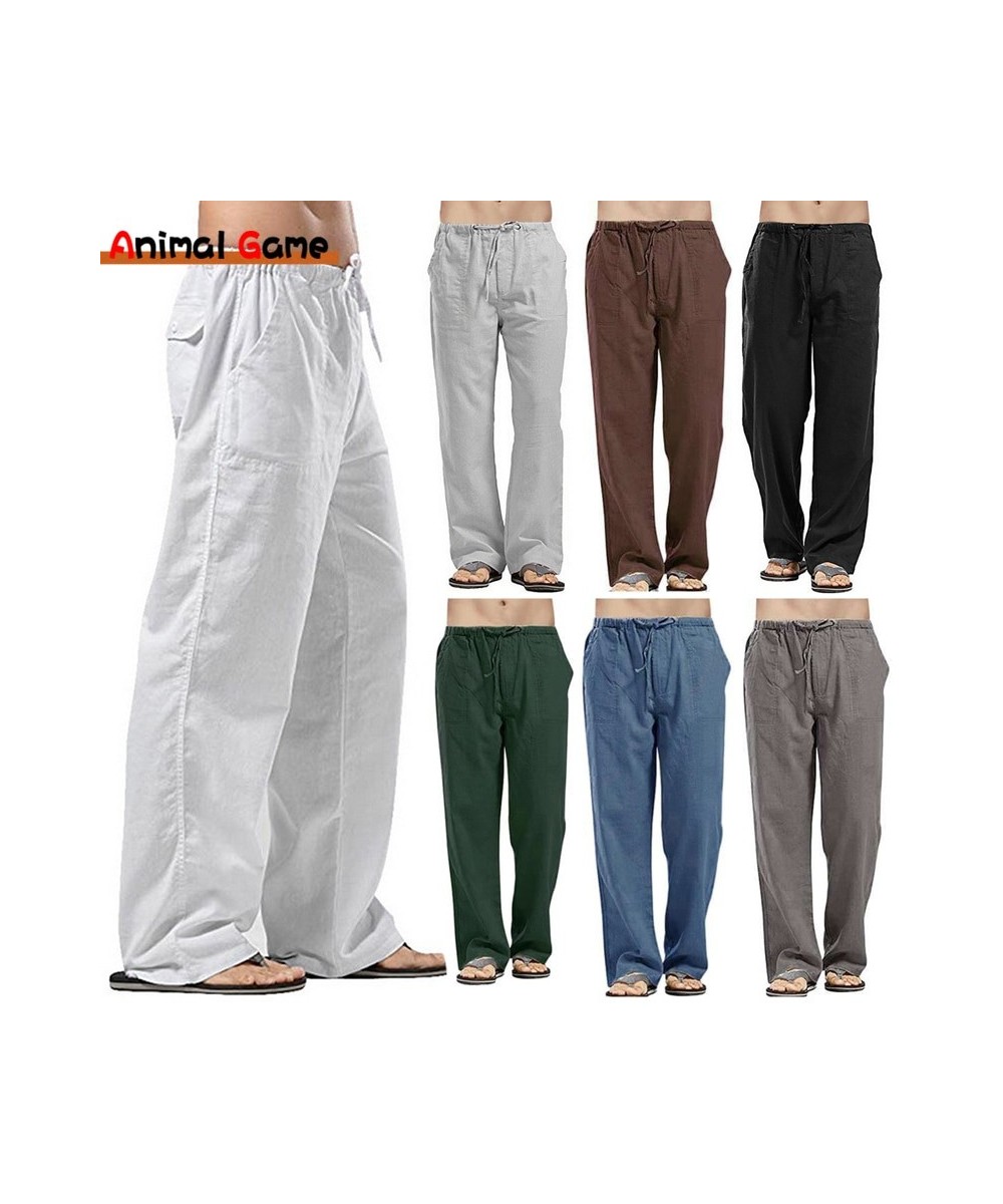 Linen Wide Men Pants Korean Trousers Oversize Linens Streetwear Male Spring Summer Yoga Pants Casual Men Clothing Sweatpants ...