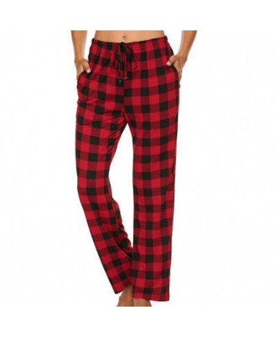 Women Sleep Pants Plaid Pattern Pajama Pants Autumn Winter Wide Legs Sleep Bottoms Trousers pantalones de mujer домашние штан...