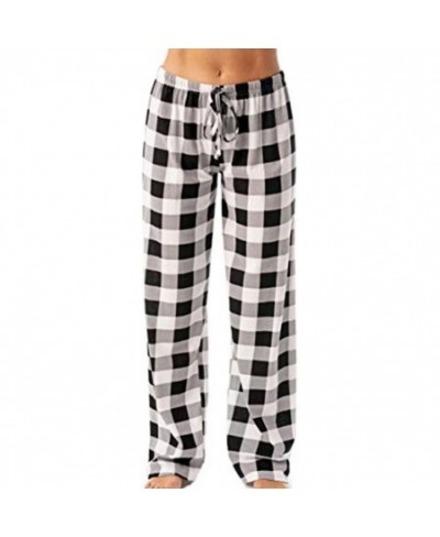 Women Sleep Pants Plaid Pattern Pajama Pants Autumn Winter Wide Legs Sleep Bottoms Trousers pantalones de mujer домашние штан...