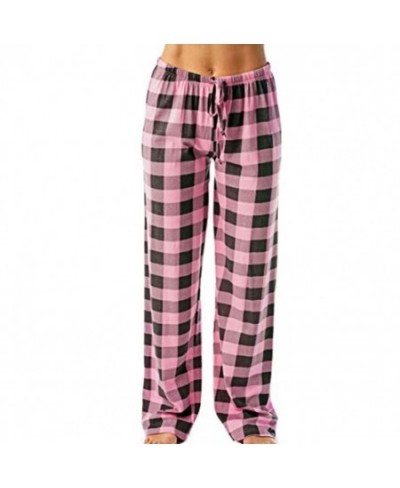 Women Sleep Pants Plaid Pattern Pajama Pants Autumn Winter Wide Legs Sleep Bottoms Trousers pantalones de mujer домашние штан...