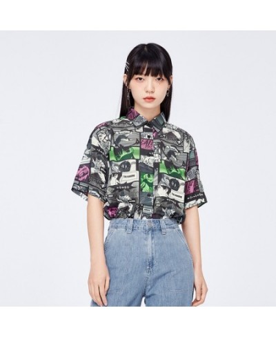 Short Sleeve Shirt Women Short Full Print Design Feeling Loose 2023 Summer New Blouse High Street Top Trend $36.23 - Women Tops