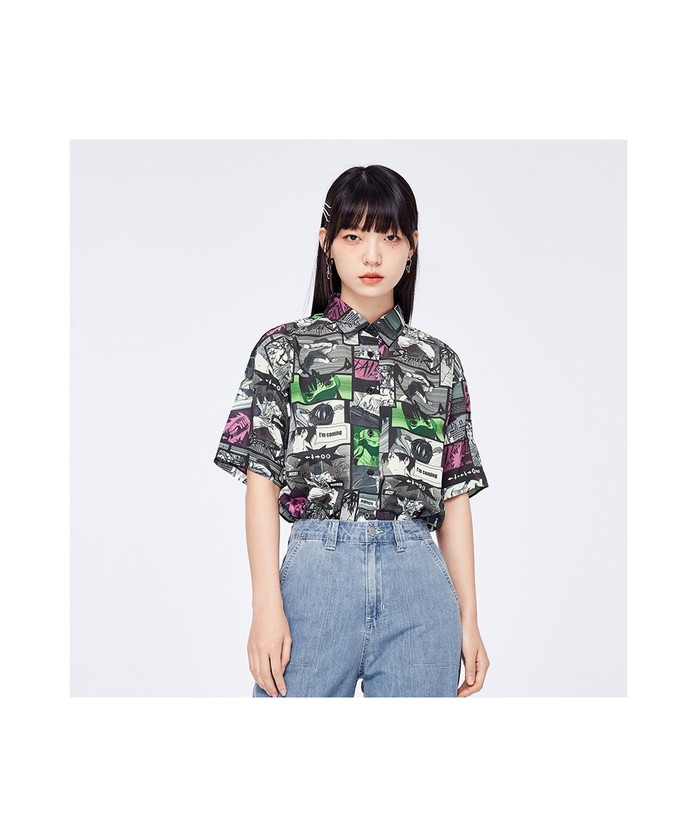 Short Sleeve Shirt Women Short Full Print Design Feeling Loose 2023 Summer New Blouse High Street Top Trend $36.23 - Women Tops