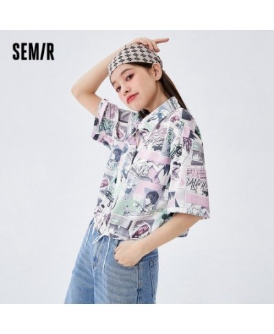 Short Sleeve Shirt Women Short Full Print Design Feeling Loose 2023 Summer New Blouse High Street Top Trend $36.23 - Women Tops