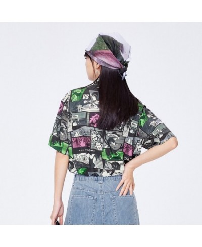 Short Sleeve Shirt Women Short Full Print Design Feeling Loose 2023 Summer New Blouse High Street Top Trend $36.23 - Women Tops