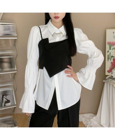 2 Piece Sets Women Asymmetrical Camis Flare Sleeve Solid Shirts All-match Leisure Fashion Cozy Female Ulzzang College Elegant...