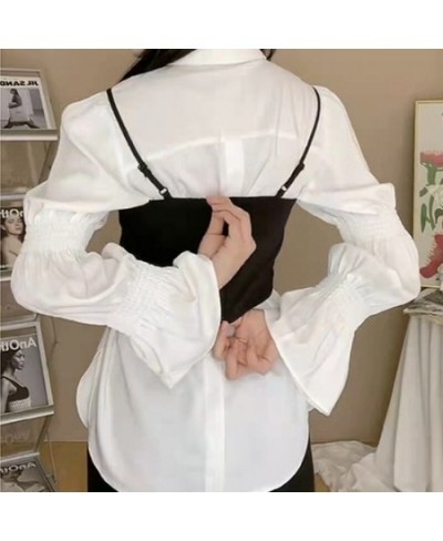 2 Piece Sets Women Asymmetrical Camis Flare Sleeve Solid Shirts All-match Leisure Fashion Cozy Female Ulzzang College Elegant...