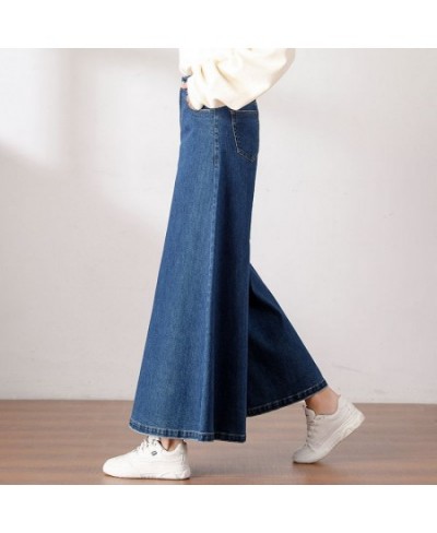 2022 Autumn New Retro High Waist Wide Leg Pants Women's Tall Slender Skirt Pants Washed Denim Pants streetwear women $58.58 -...