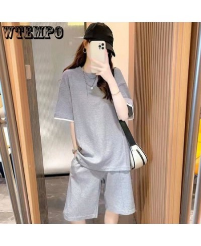 Summer Women Sportswear Fashion Short Sleeve Shirt Five Points Pants Two Piece Sets Casual Sports Style T-shirt Set Tracksuit...