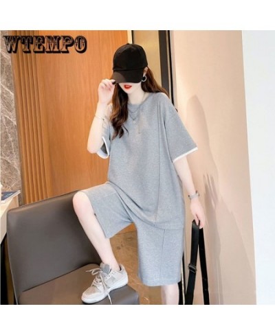 Summer Women Sportswear Fashion Short Sleeve Shirt Five Points Pants Two Piece Sets Casual Sports Style T-shirt Set Tracksuit...