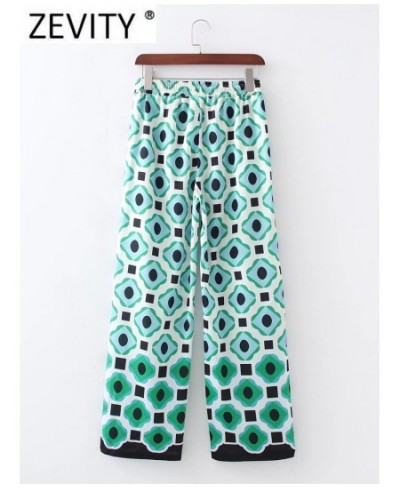 2023 Women Vintage Geometric Print Elastic Waist Casual Wide Leg Pants Retro Female Chic Color Match Long Trousers P1085 $31....