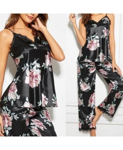 New Fashion Women Ladies Sleeveless Black Lace Floral Nightwear Pyjamas Sets Soft Comfortable Sexy Fashion Sets 2023 $24.41 -...