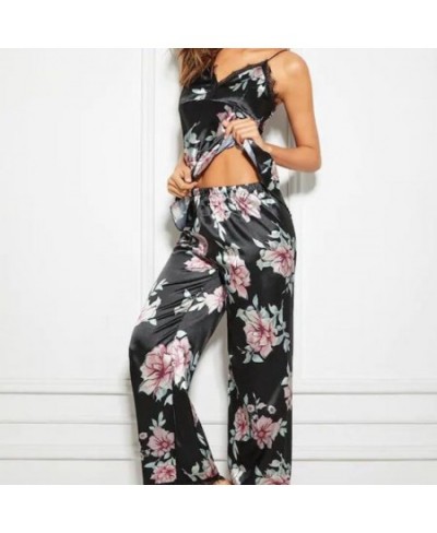 New Fashion Women Ladies Sleeveless Black Lace Floral Nightwear Pyjamas Sets Soft Comfortable Sexy Fashion Sets 2023 $24.41 -...