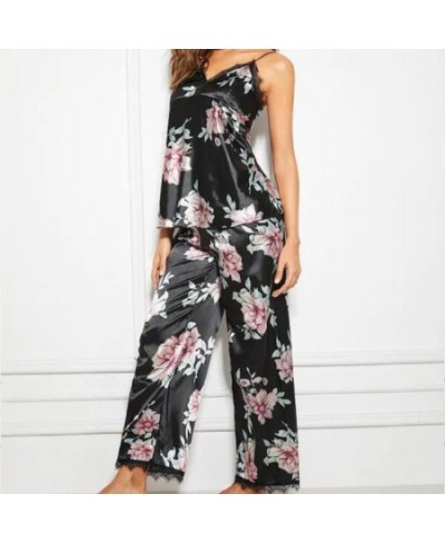 New Fashion Women Ladies Sleeveless Black Lace Floral Nightwear Pyjamas Sets Soft Comfortable Sexy Fashion Sets 2023 $24.41 -...