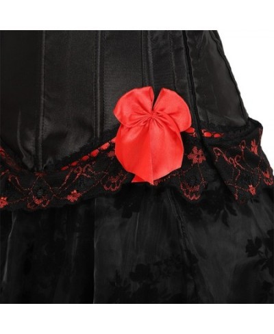 Corset Dress Gothic Wedding Black Floral Skirt Corset Top Overbust Plus Size Corset Dress Sexy Black Red $56.98 - Underwear