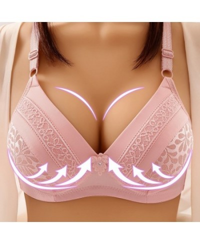 Large Size Lace Non-steel Ladies Bra Front Opening and Closing Underwear Comfortable Breathable Push Up Ladies Underwear Bra ...