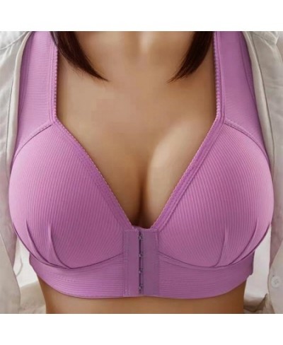 Large Size Lace Non-steel Ladies Bra Front Opening and Closing Underwear Comfortable Breathable Push Up Ladies Underwear Bra ...