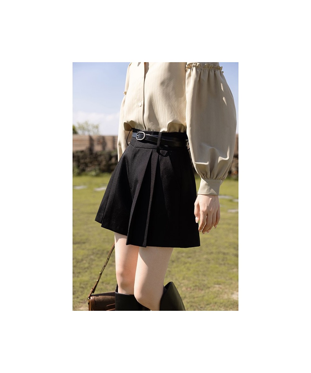 Shorts Women Autumn Retro Office Lady Solid High Waist Wide Leg Pants Casual Folds Female Bottoms with Belt MXB31K0454 $61.49...