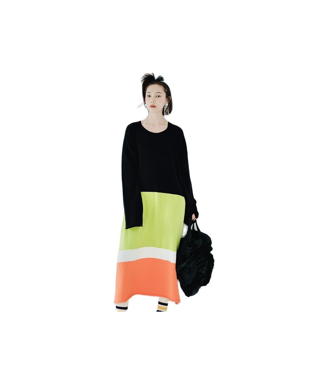 autumn and winter stretch mohair colorblock woven dress plus size striped knitted skirt 223821 $109.43 - Skirts