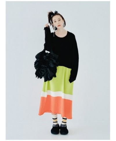 autumn and winter stretch mohair colorblock woven dress plus size striped knitted skirt 223821 $109.43 - Skirts