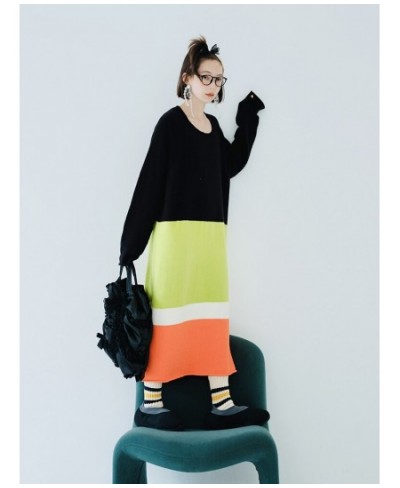 autumn and winter stretch mohair colorblock woven dress plus size striped knitted skirt 223821 $109.43 - Skirts